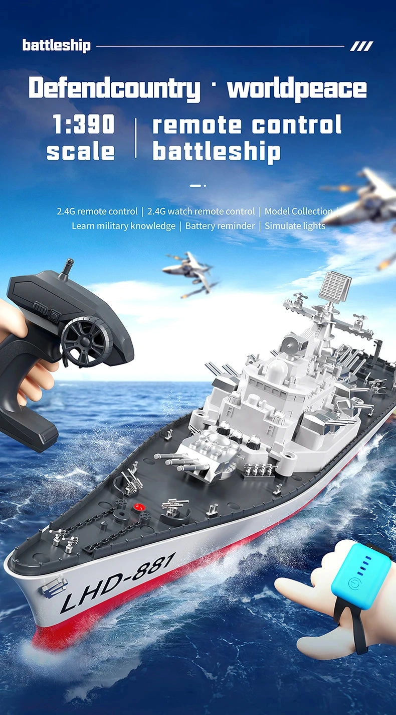 Remote Control Army Navy Destroyer: Epic Battleship Model - 2.4G Combat Boat!